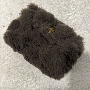 Faux Fur crossbody with Embellished Crown Accent